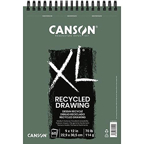 Canson XL Series Recycled Drawing Paper Pad, Top Wire Bound, 70 Pound, 9 x 12 Inch, 60 Sheets | Amazon (US)