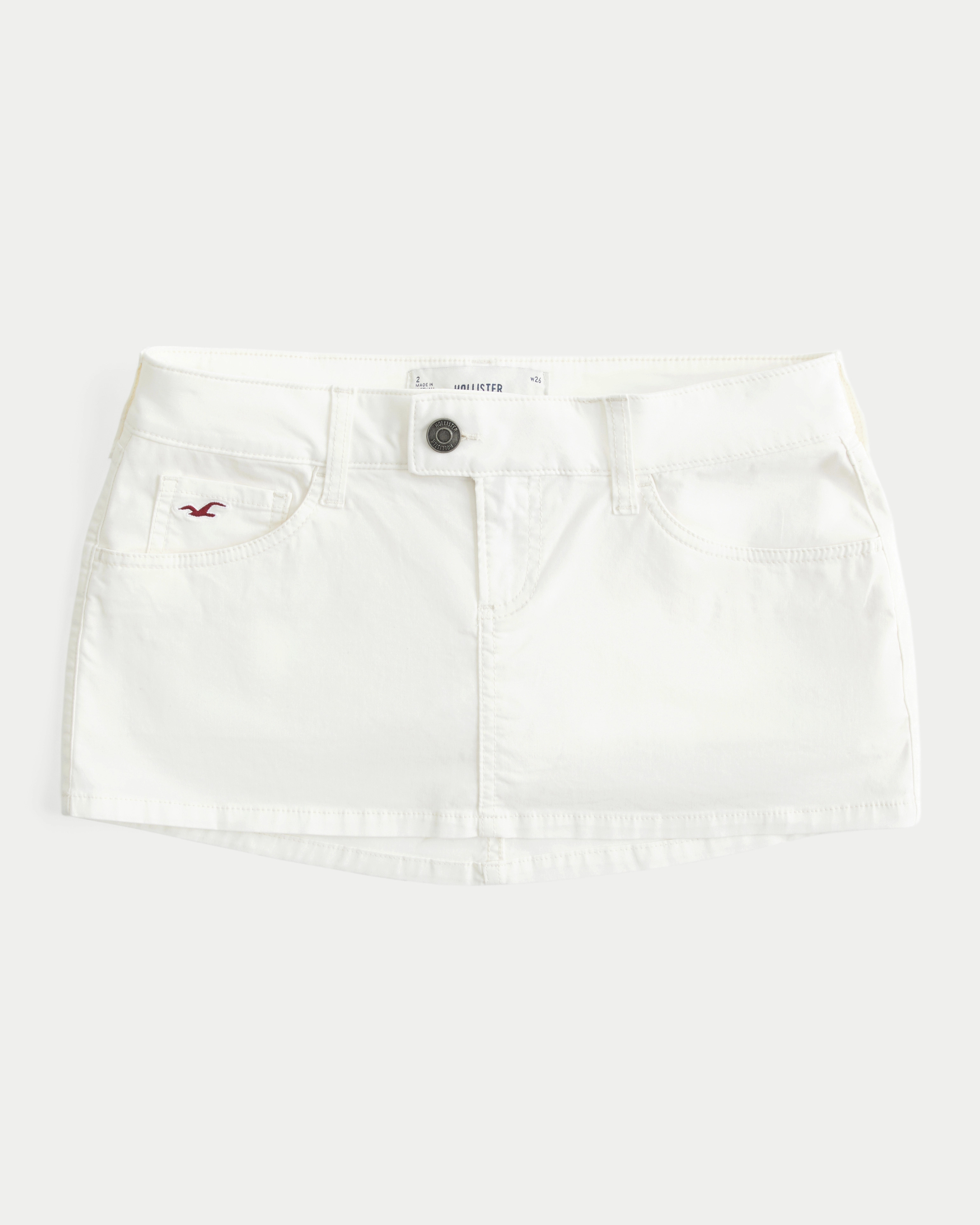 Ultra Low-Rise Twill Icon Micro Mini Skort | Hollister (US)