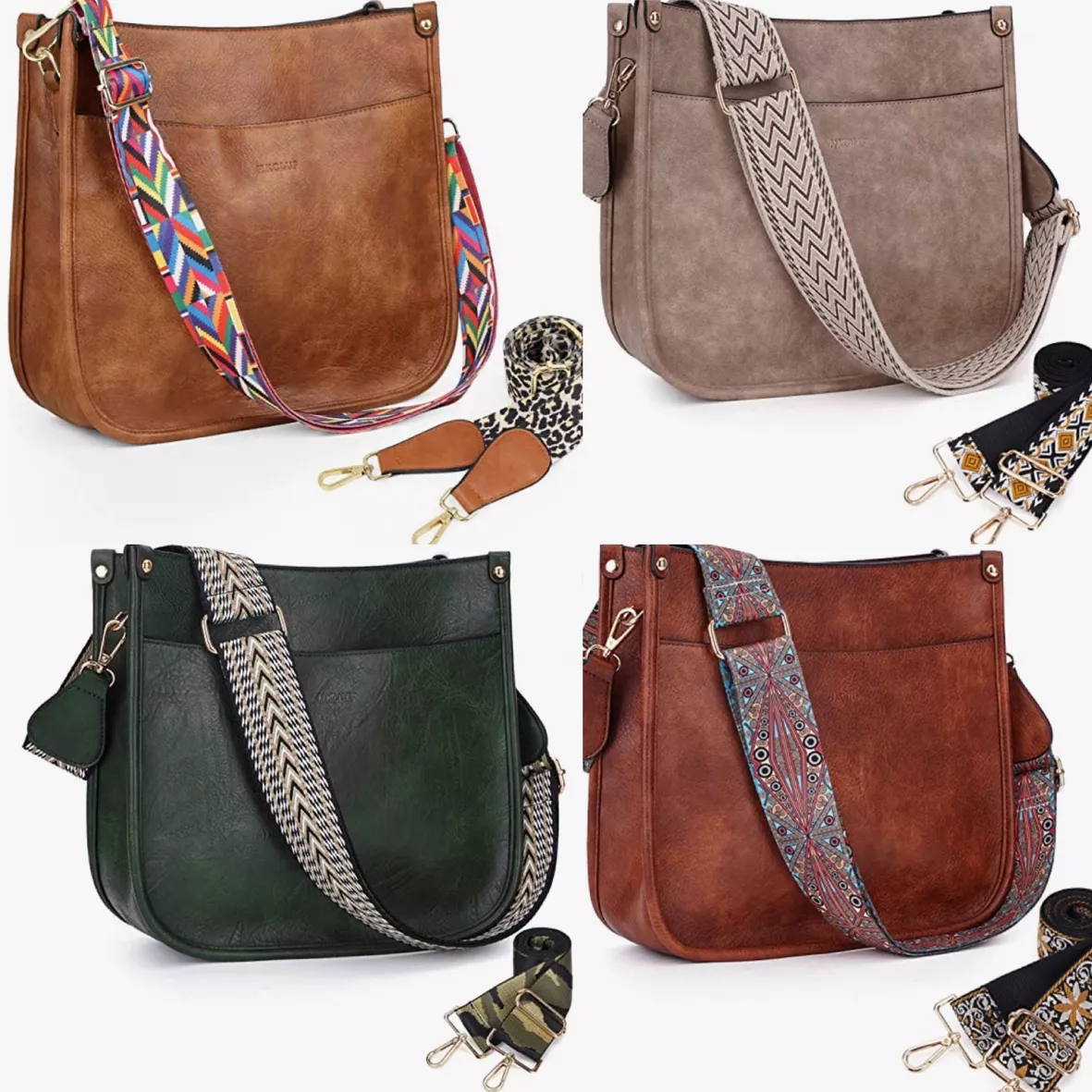 HKCLUF Crossbody Bags for Women Designer Leather Hobo Handbags
