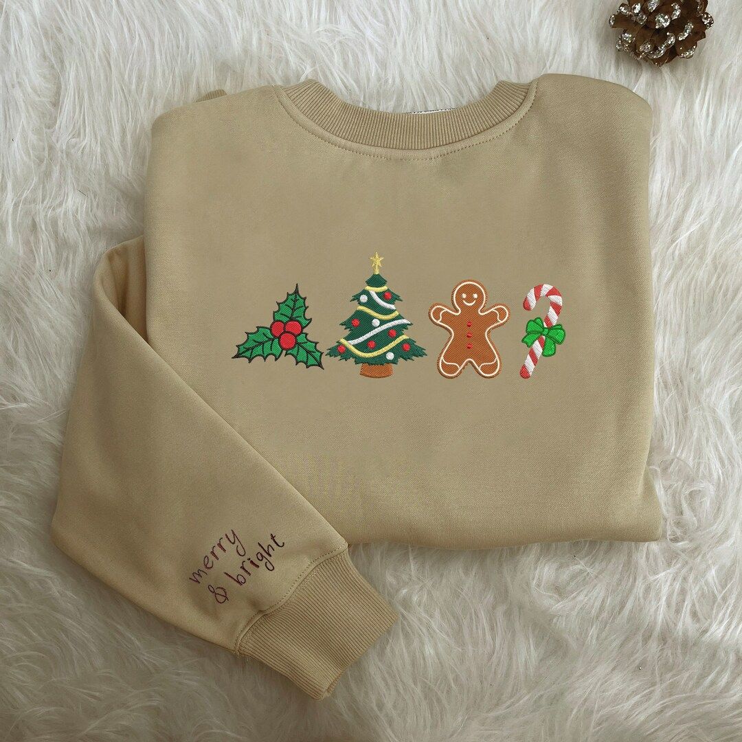 Embroidered Christmas Sweatshirt Christmas Gingerbread - Etsy | Etsy (US)