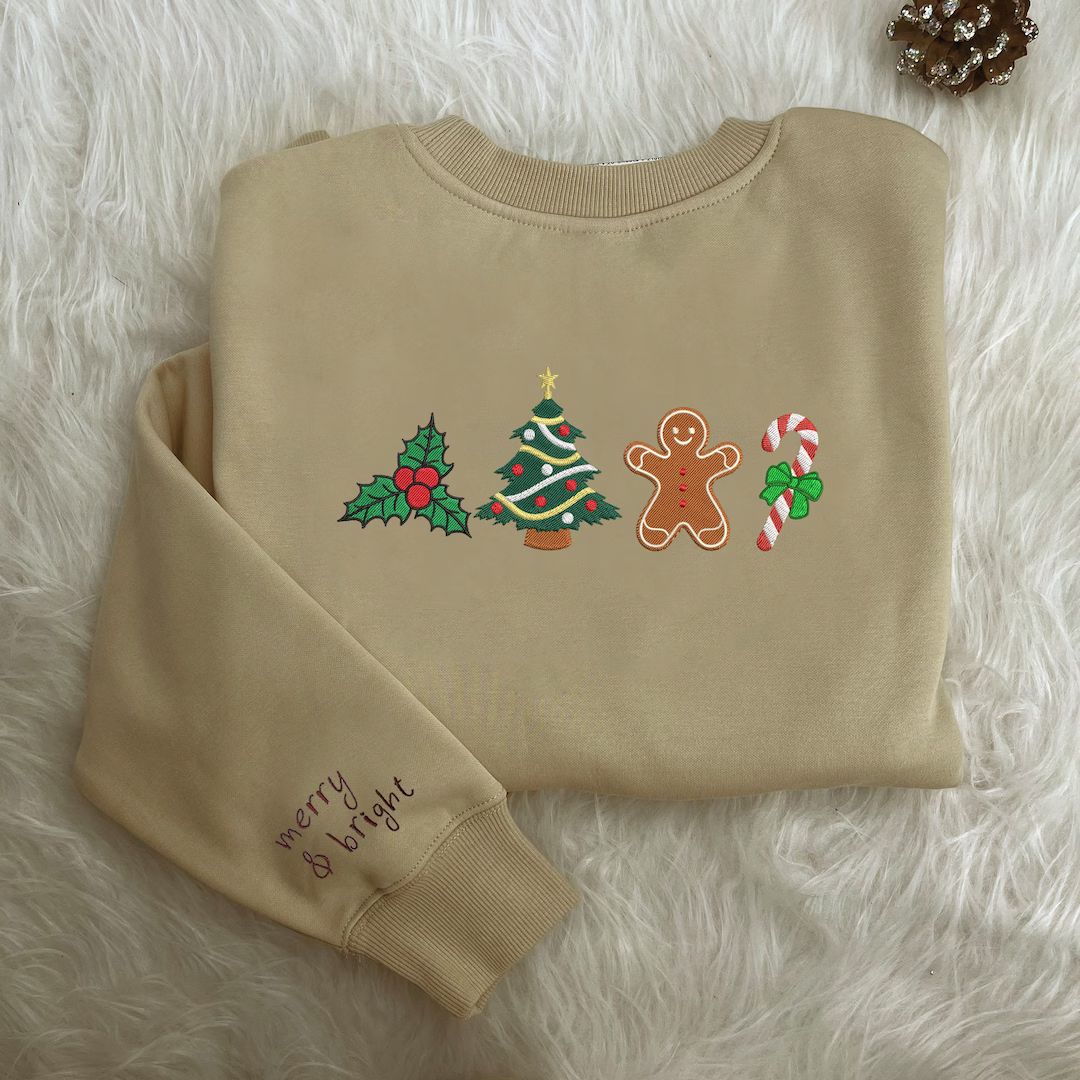 Embroidered Christmas Sweatshirt Christmas Gingerbread - Etsy | Etsy (US)