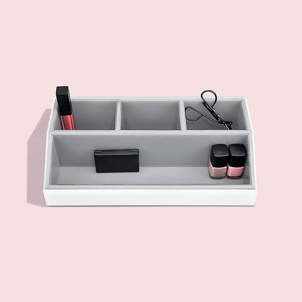 Stackers White Glass Cosmetics Organizer | The Container Store