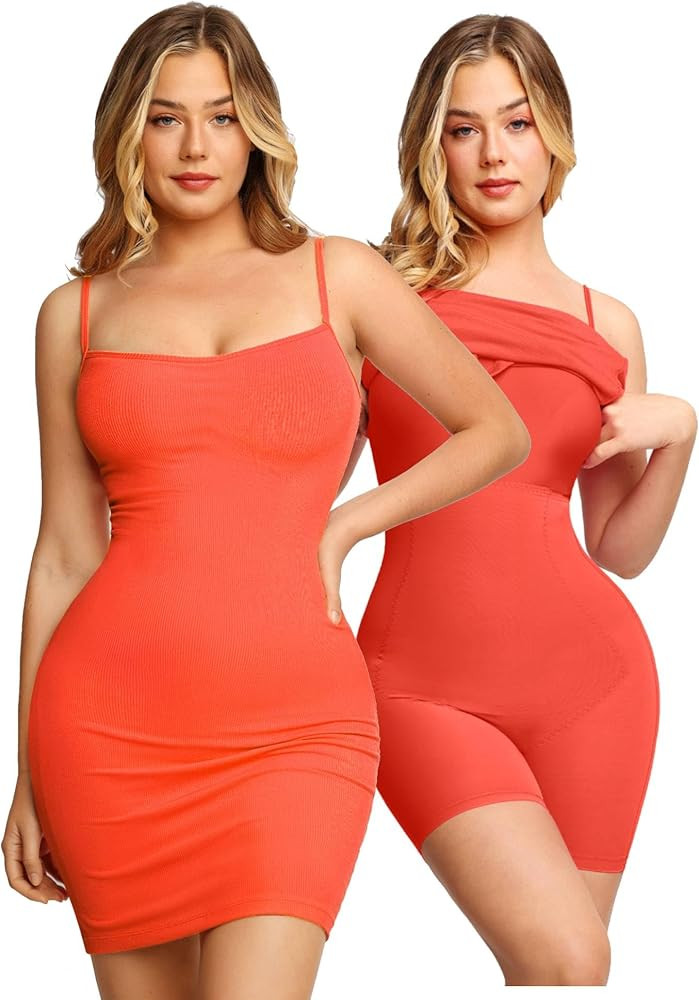 Popilush The Shapewear Dress Built-in Bra Adjustable Straps Summer Bodycon Sleeveless Slip Maxi/M... | Amazon (US)