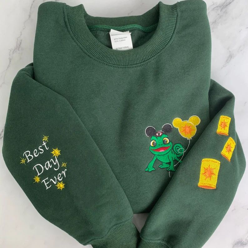 Embroidered Tangled Pascal With Mickey Balloon Lantern Sweatshirt, Best Day Ever Disney Embroider... | Etsy (US)