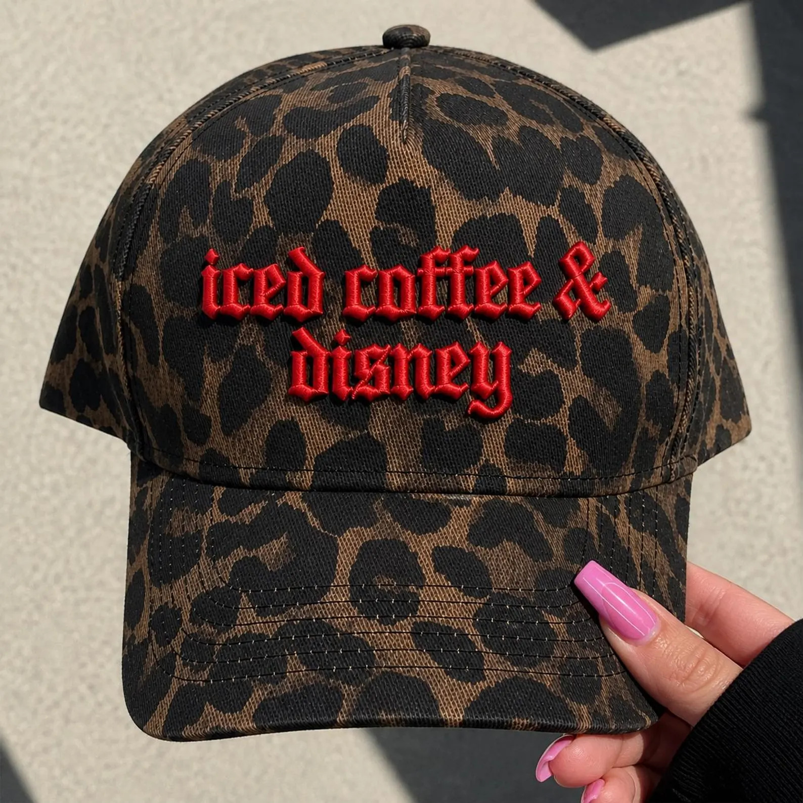 PREORDER Iced Coffee & Disney Embroidered Leopard Hat | Disney Adult Coffee Hat | Trendy Leopard ... | Etsy (Global)