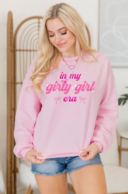 In My Girly Girl Era Light Pink Oversized Graphic Sweatshirt | Pink Lily