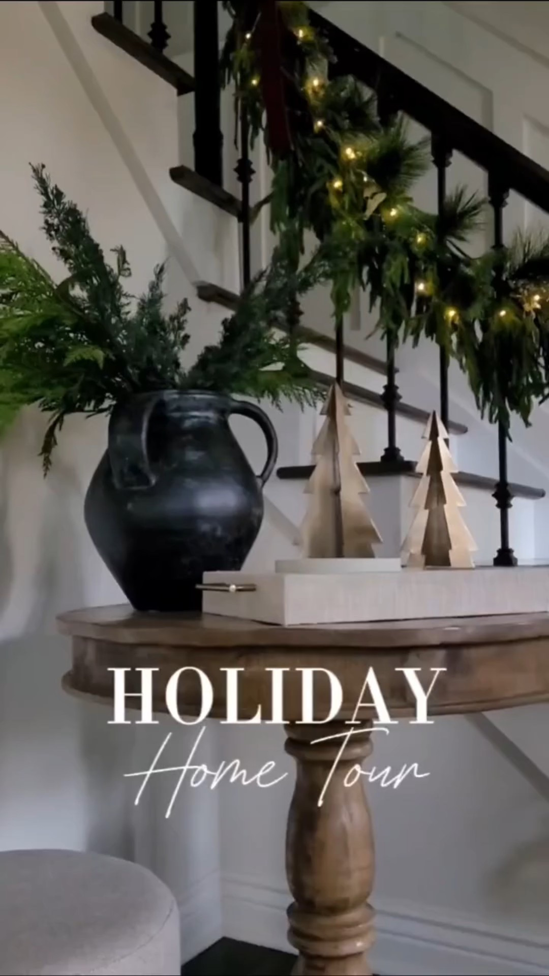 Holiday Home Tour - plan to reuse most of the garland and Christmas decor from last year and a little Ralph Lauren Christmas twist! Electric fireplace, sectional sofa, affordable coffee table, black fireplace, entryway decor, floor mirror, ottoman, console table, buffet, living room storage

#LTKHome #LTKHoliday