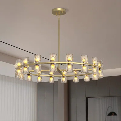 Modern Gold Chandelier 36" Round Light Fixture | Wayfair North America