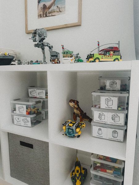 Not the best before and after but hey, it’s a little more organized thanks to @walmart 🤣 (also that’s not even the full extent of the before 😵‍💫 there’s more in his closet and the playroom 🫠) this Lego storage system is a work in progress but I’m at least feeling a little better about it. Also the sorting by shape vs. color situation is proving to be 👌🏻