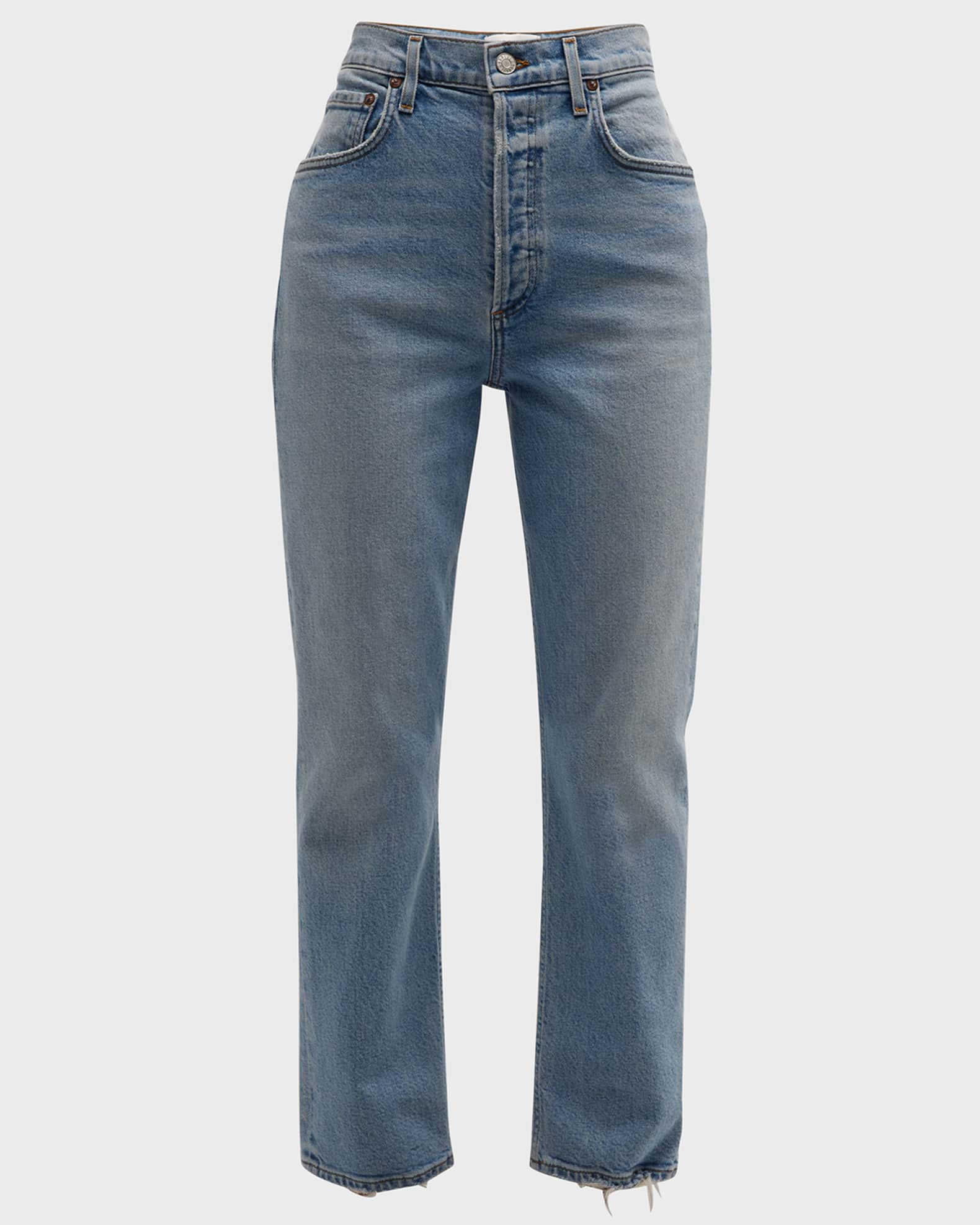 AGOLDE Riley Slim Straight Cropped Jeans | Neiman Marcus