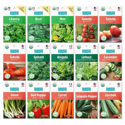 Back to the Roots 15pk Organic Garden Essentials Seeds Variety | Target