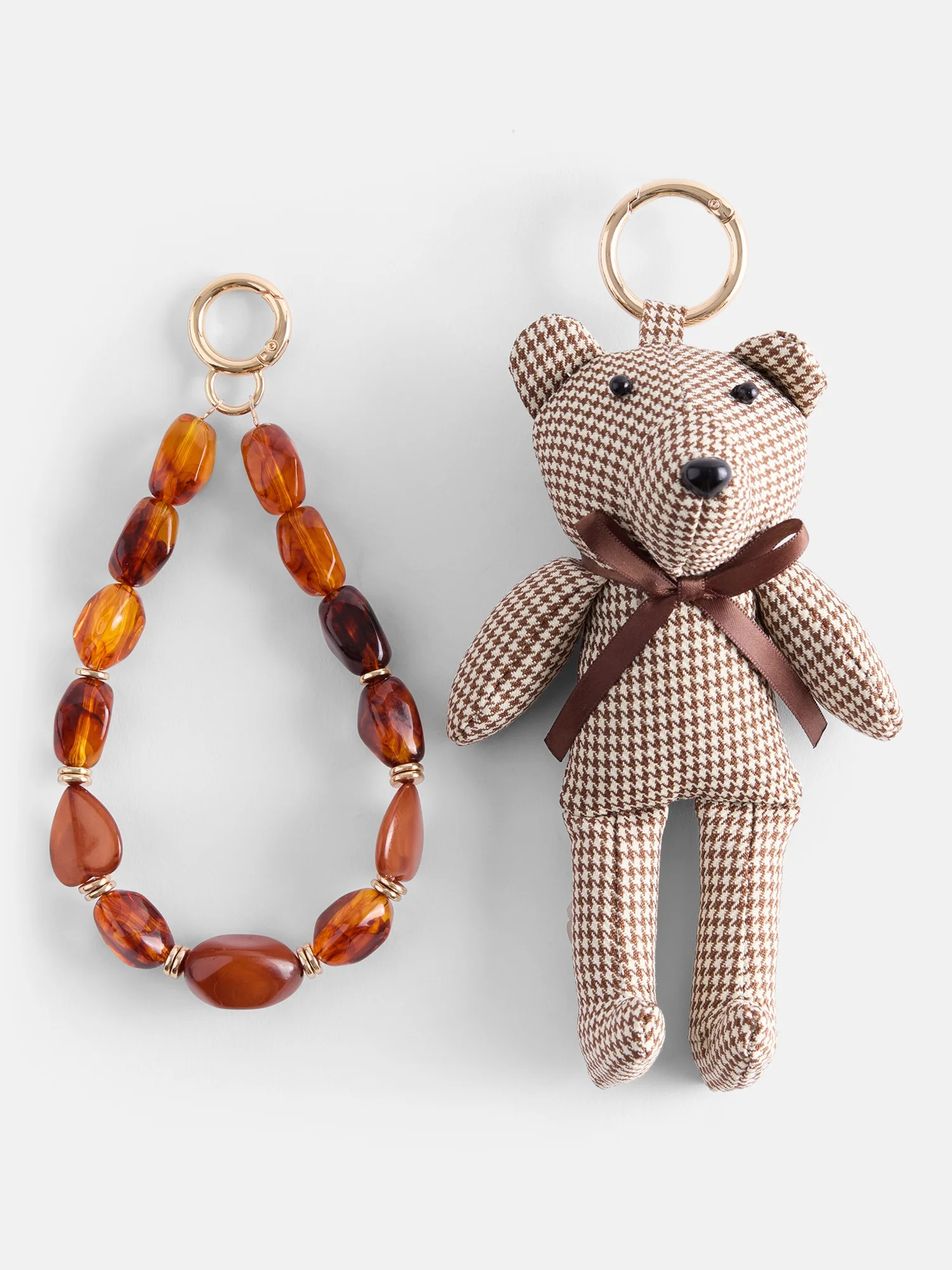 No Boundaries Women\u2019s Plaid Bear Bag Charms, Brown | Walmart (US)