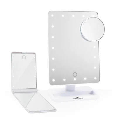 Touch XL and Touchup LED Makeup Mirror Bundle, 5X Magnifying Tabletop Lighted Vanity Mirrors Set | Wayfair Professional