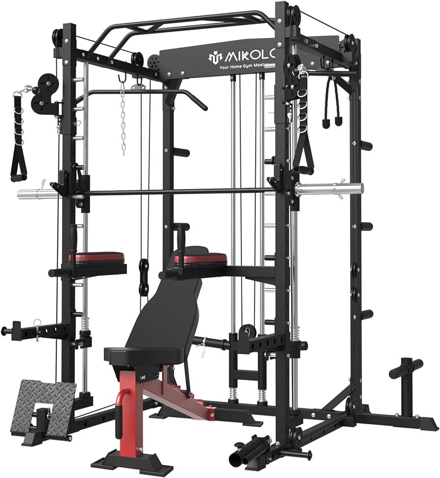 Mikolo Smith Machine with Weight Bench, Multifunction Power Cage and Cable Crossover Machine, Wor... | Amazon (US)