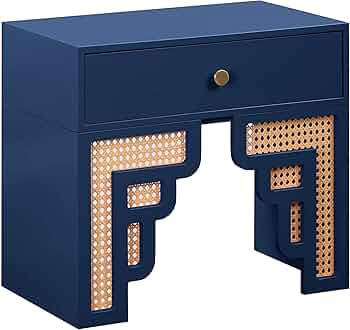 Tov Furniture Suzie Navy & Rattan Nightstand | Amazon (US)