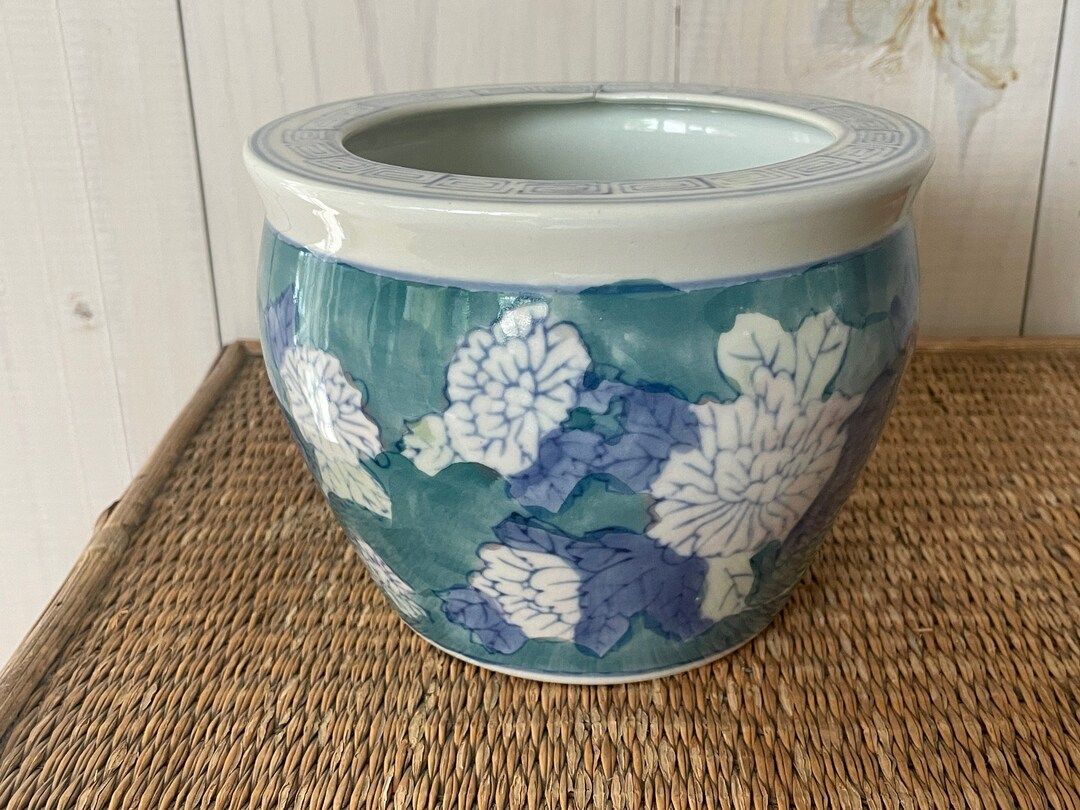 Chinoiserie planter, blue and white planter, vintage planter, Chinoiserie pot, vintage pot, house... | Etsy (US)