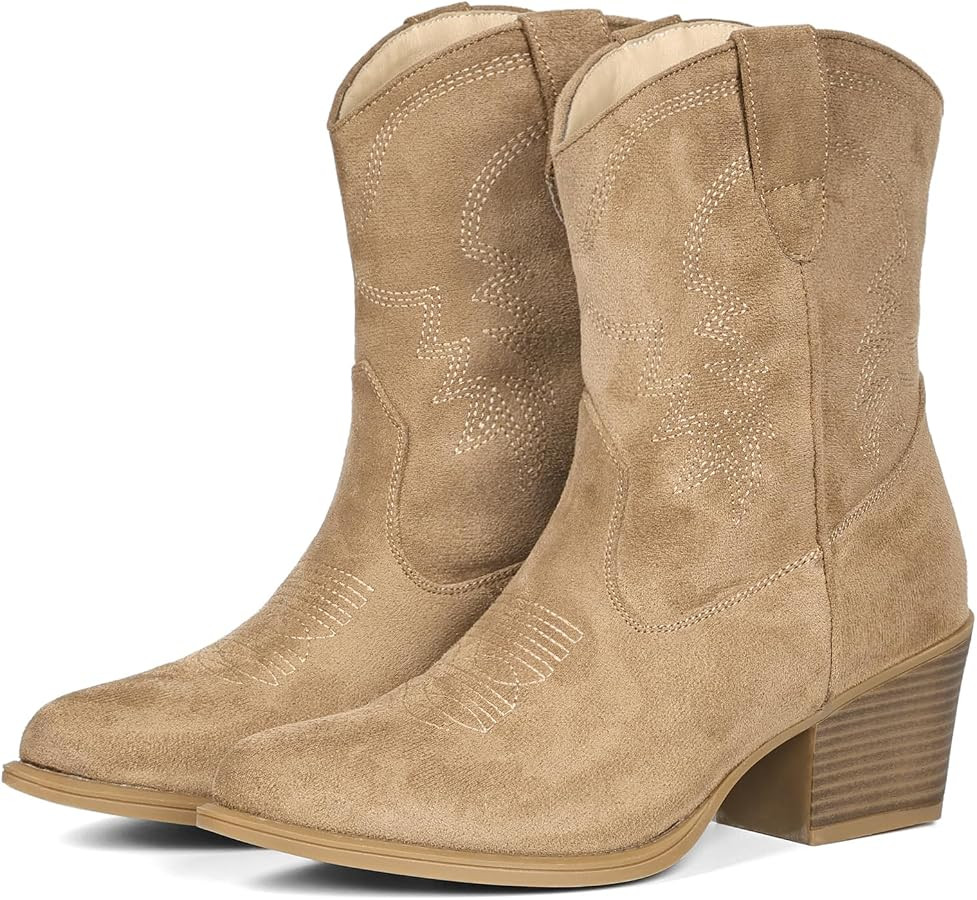 IXU Cowboy Boots for Women Ankle Cowgirl Wide Western Short Booties | Amazon (US)