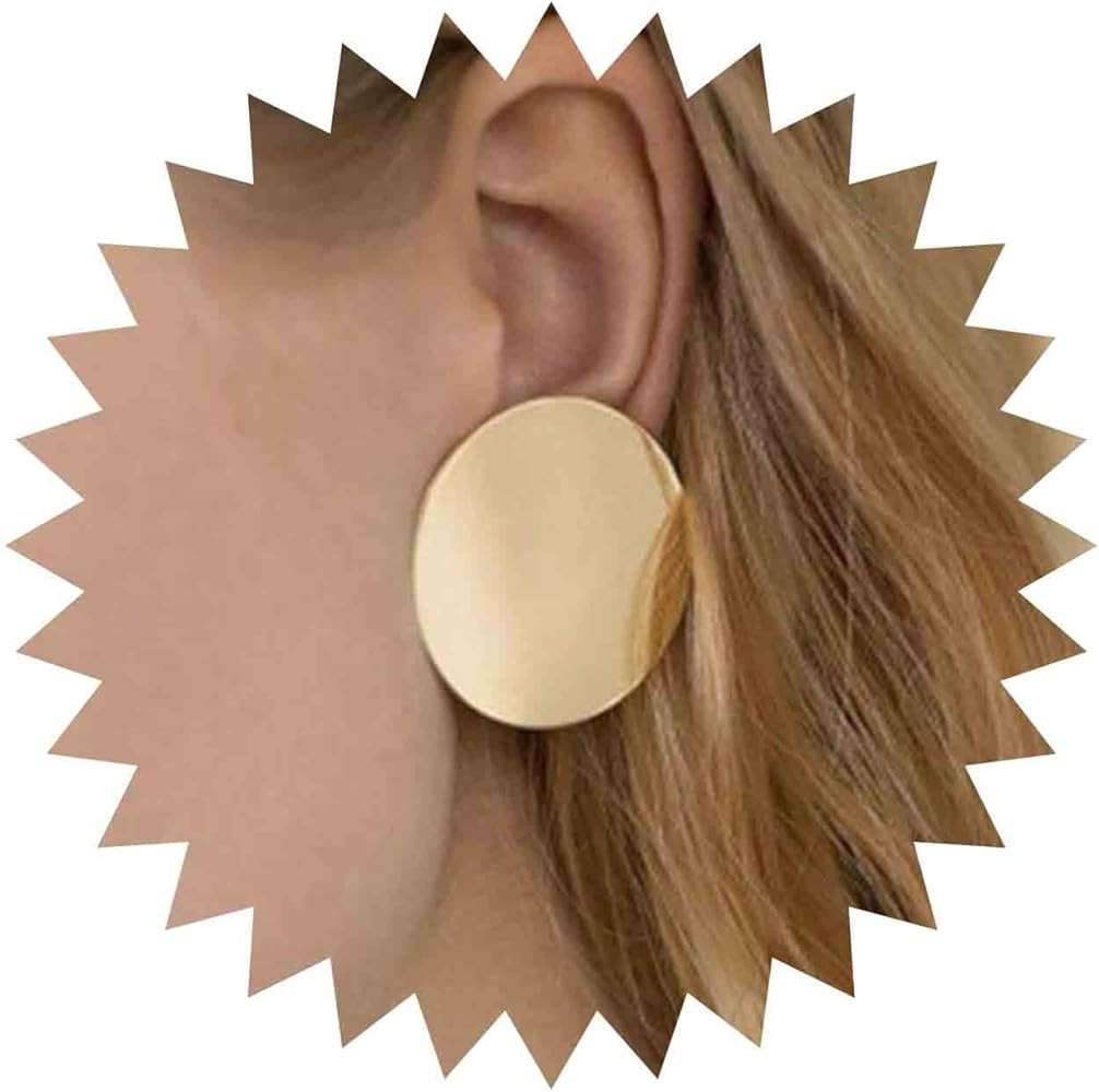 Boho Coin Disc Studs Earrings Large Gold Disc Earrings Circle Drop Earrings Statement Charm Big R... | Amazon (US)