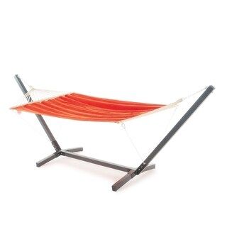 Aspen Outdoor Water Resistant Hammock with Grey Larch Wood Frame by Christopher Knight Home (Orange) | Bed Bath & Beyond