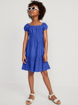Puff-Sleeve Fit & Flare Dress for Girls | Old Navy (US)