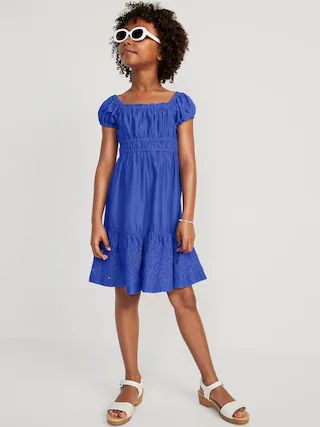 Puff-Sleeve Fit & Flare Dress for Girls | Old Navy (US)