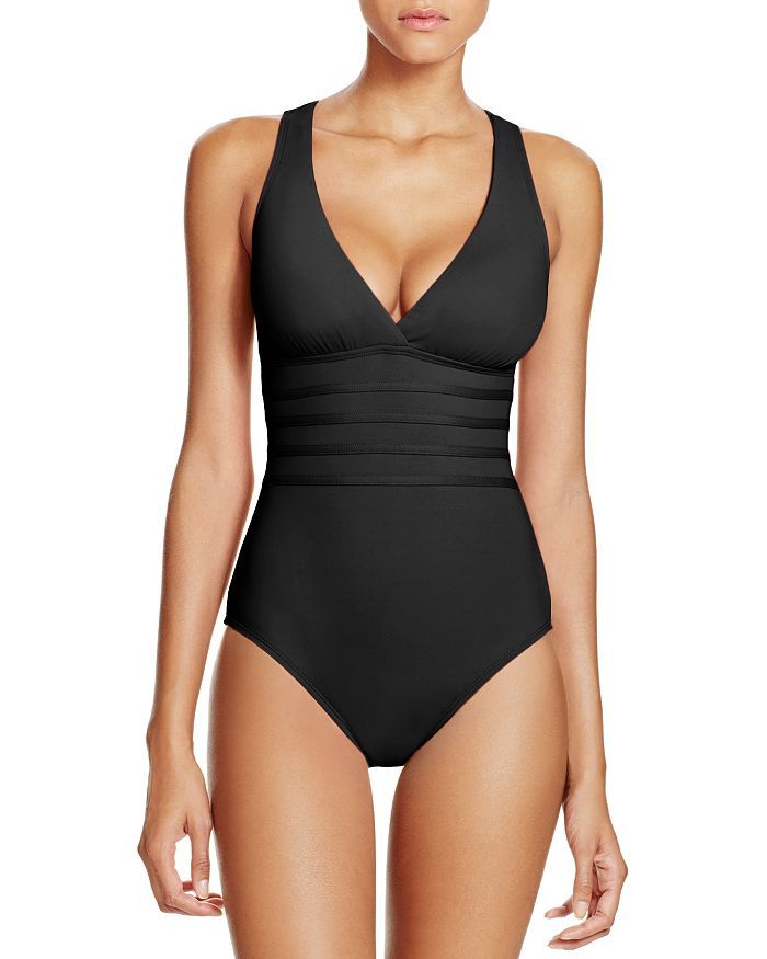 Solid Multistrap Cross Back Maillot One Piece Swimsuit | Bloomingdale's (US)