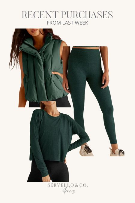 Mom uniform, school pick up line outfits, work from home outfits, atleisure, beyond yoga green, monochromatic lounge clothes, work out outfit, puffer vest

I go down one size in the leggings and everything else runs true to size 

#LTKfitness #LTKGiftGuide #LTKworkwear