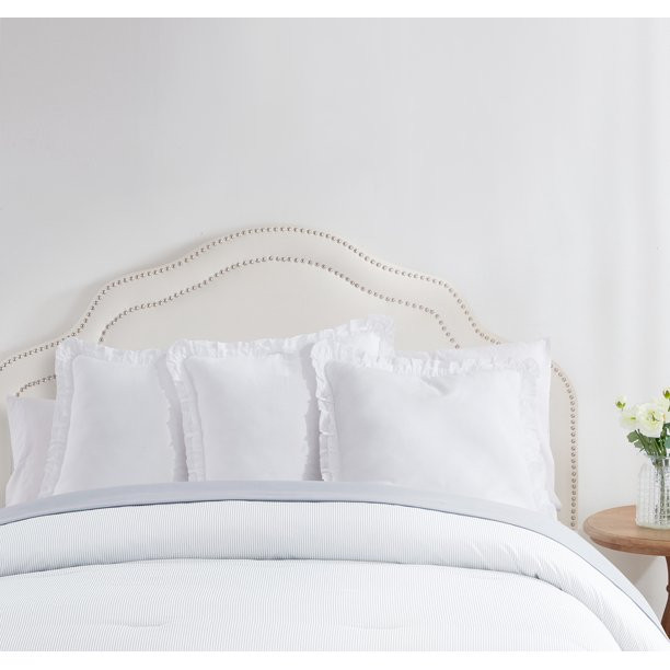 My Texas House Charlotte White Cotton Ruffled Euro Shams, 3 Pack | Walmart (US)