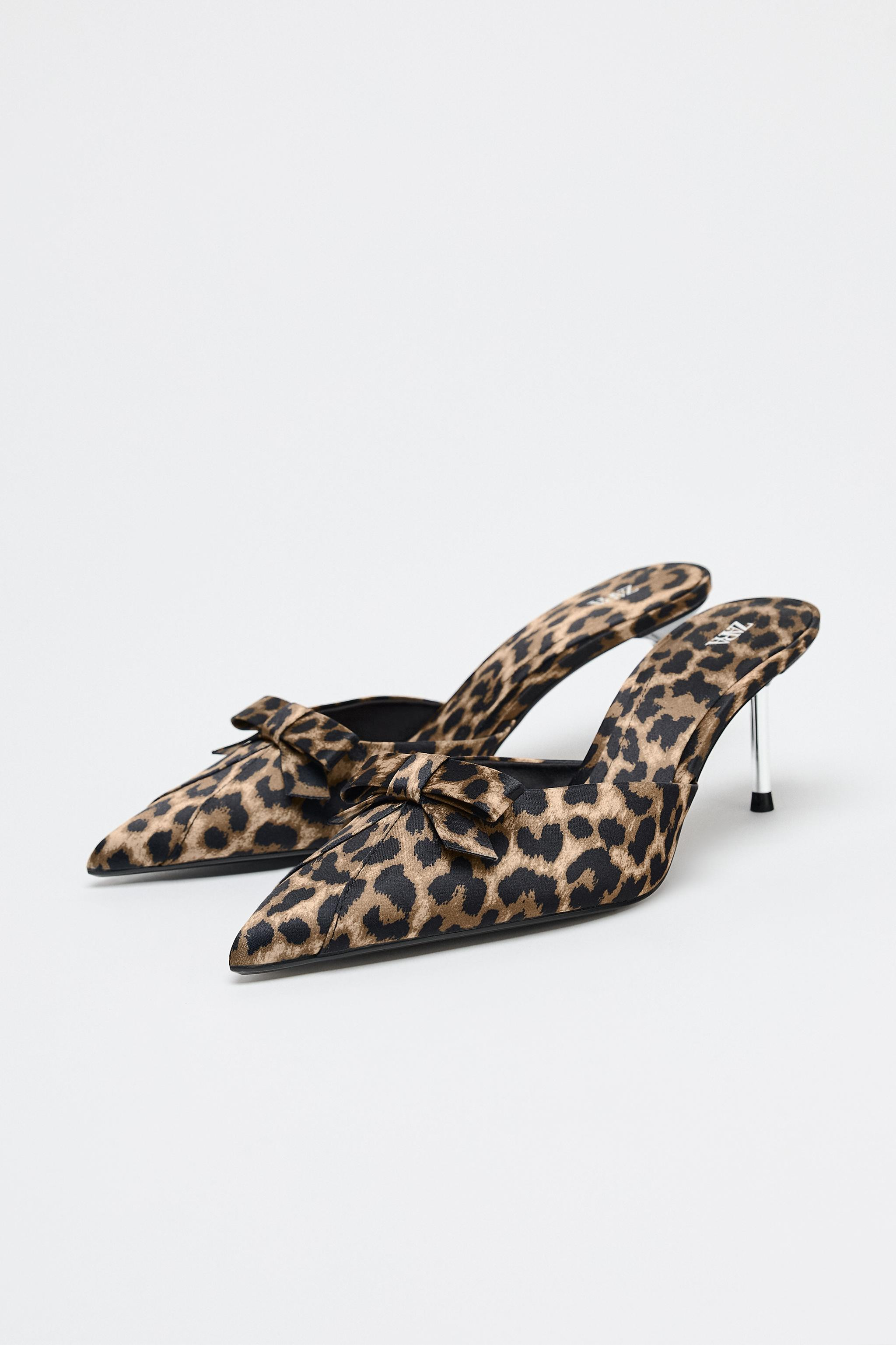 ANIMAL PRINT BOW HEELED MULES | Zara UK