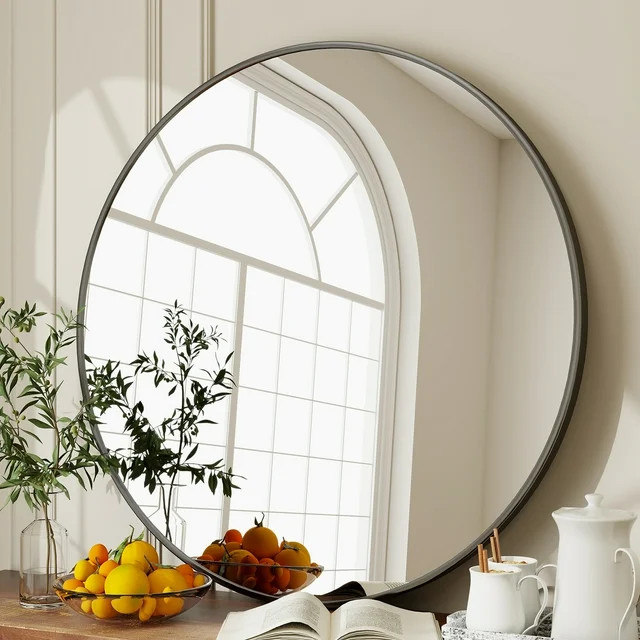 BEAUTYPEAK 36" Wall Mirror Bathroom Mirror Wall Mounted Round Mirror, Black | Walmart (US)