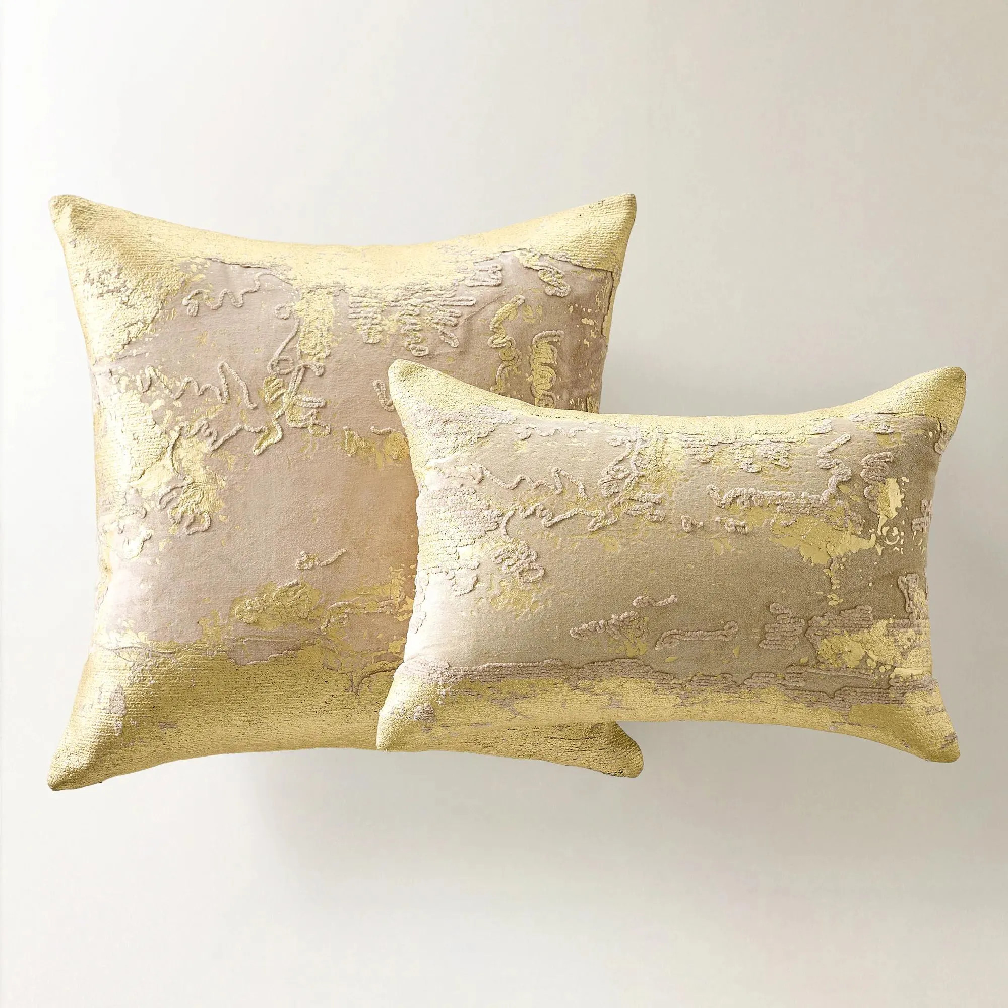 Oria Metallic Embroidered Lumbar - Soft Nude/Gold | Z Gallerie