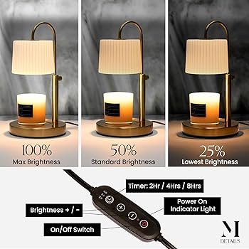Dimmable Glass Candle Warmer Lamp with Timer - Adjustable Height Candle Lamp Warmer with Timer (8... | Amazon (US)