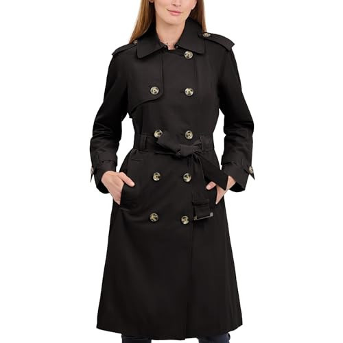 LONDON FOG womens Double-breasted 3/4 Length Belted Trenchcoat, Black, Small US | Amazon (US)