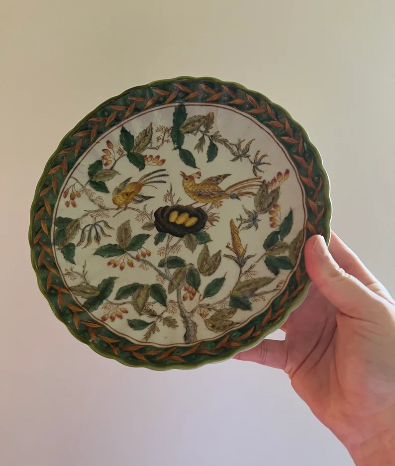 Vintage Decorative Botanical and Bird Porcelain Plate - Etsy | Etsy (US)