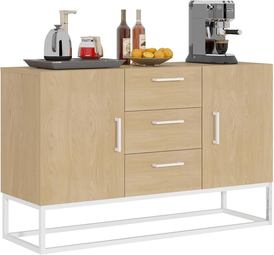 Bonzy Home Sideboard Buffet Cabinet 47 Inch Large Kitchen Storage Cabinet with 3 Drawers, 2 Doors... | Amazon (US)