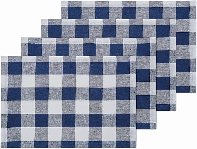 Solino Home Buffalo Check Linen Placemats Set of 4 – 100% Pure Linen Plaid Placemats 14 x 19 In... | Amazon (US)