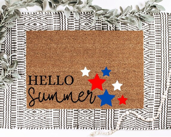 Hello summer Doormat | 4th of July Doormat | Memorial Day Doormat | Summer Doormat | Summer Decor... | Etsy (US)