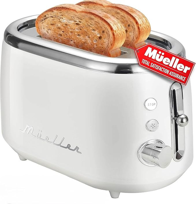 Mueller Retro Toaster 2 Slice with 7 Browning Levels and 3 Functions: Reheat, Defrost & Cancel, S... | Amazon (US)