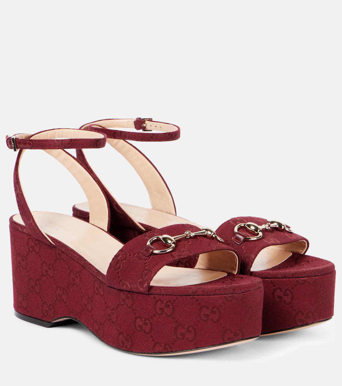 Lady Horsebit GG Canvas wedge sandals | Mytheresa (US/CA)