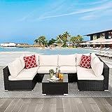 Recaceik 7 Pieces Outdoor Furniture Patio Rattan, PE Wicker Chairs Sectional Sofa Couch Conversation | Amazon (US)