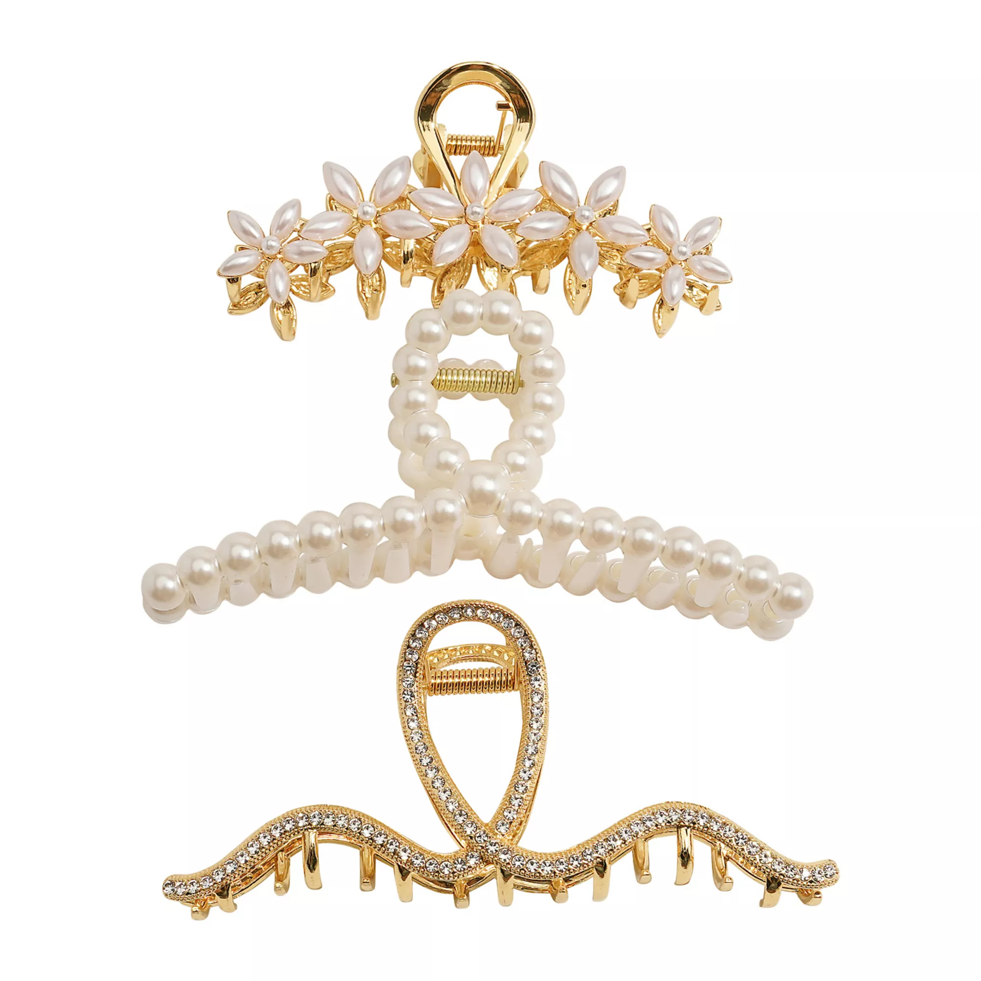 Emberly 3-pk. Metal &amp; Simulated Pearl Hair Clips | Kohl's