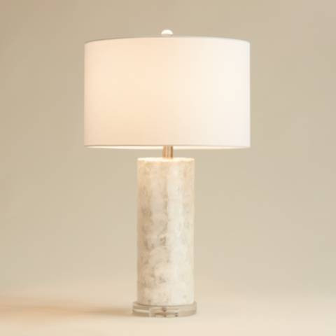 Sabina 27 1/2" High Textured Pearlescent White Cylinder Table Lamp - #0429K | Lamps Plus | Lamps Plus