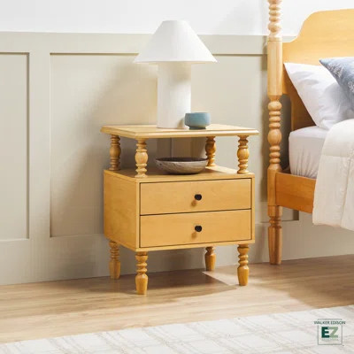 Vivienne Easy Assembly Solid Wood Spindle 2-Drawer Nightstand | Wayfair North America
