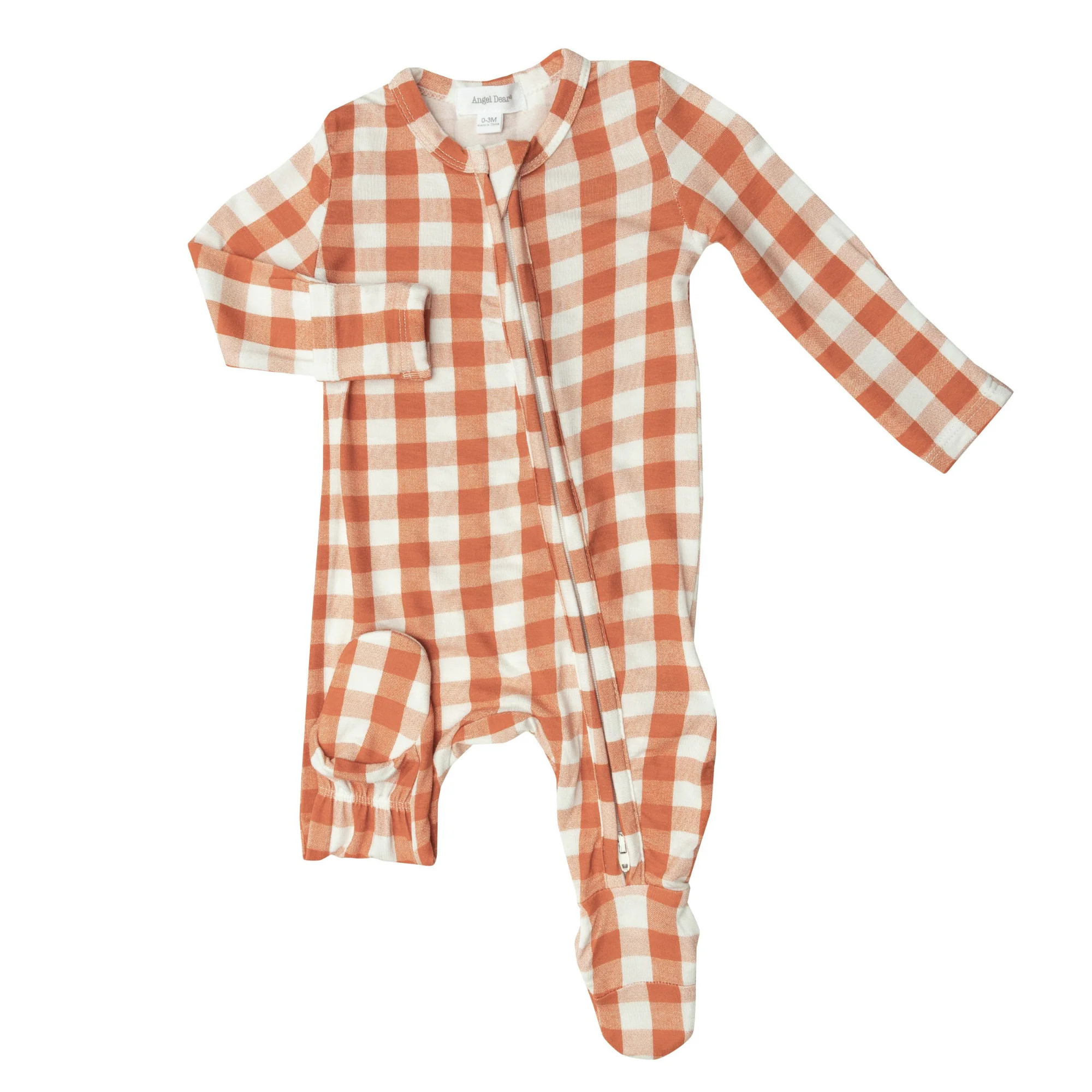 Zip Footie, Gingham Harvest Pumpkin | SpearmintLOVE