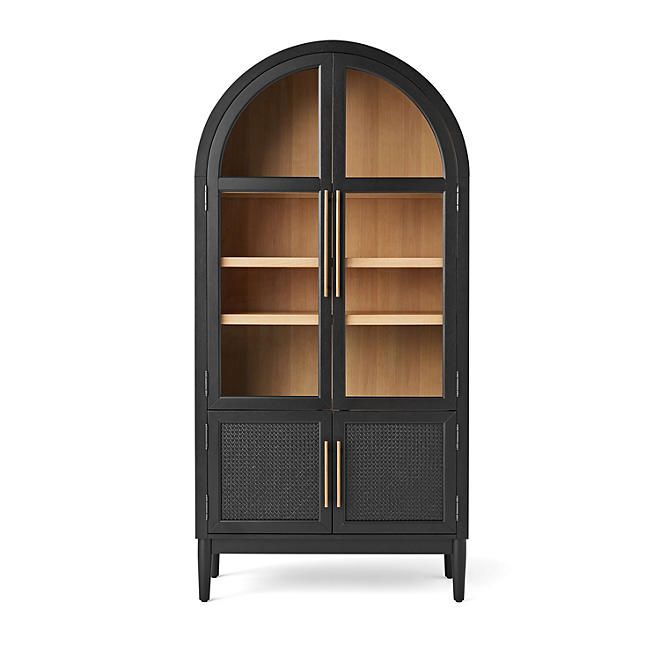 Member's Mark Enzo Bookcase Storage Cabinet With Rattan Cabinet Doors, Black Finish | Sam's Club