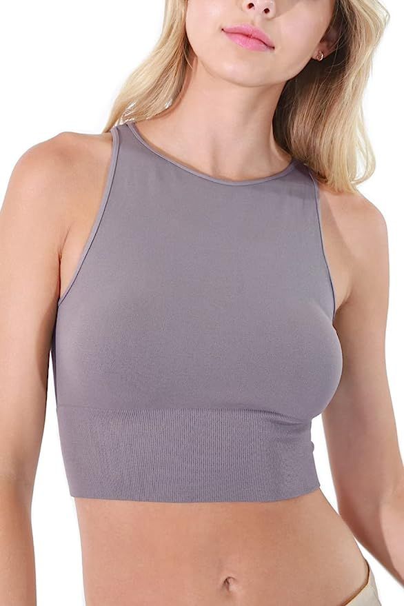 NIKIBIKI Women Seamless Solid High Neck Crop Top, Made in U.S.A, One Size | Amazon (US)