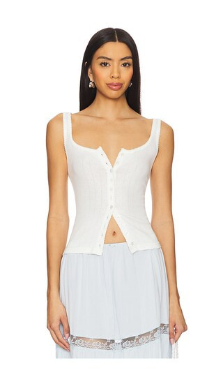 Free People End Game Pointelle Tank in White. - size L | Revolve Clothing (Global)