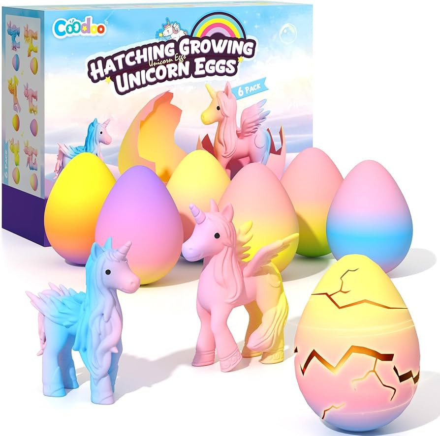Coodoo Unicorn Hatching Rainbow Eggs for Kids - 6 Pack Unicorn Toys Craft Kits for Boys & Girls, ... | Amazon (US)