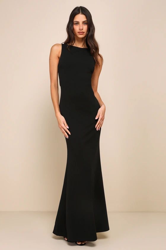 Love In Your Eyes Black Knotted Mermaid Maxi Dress | Lulus