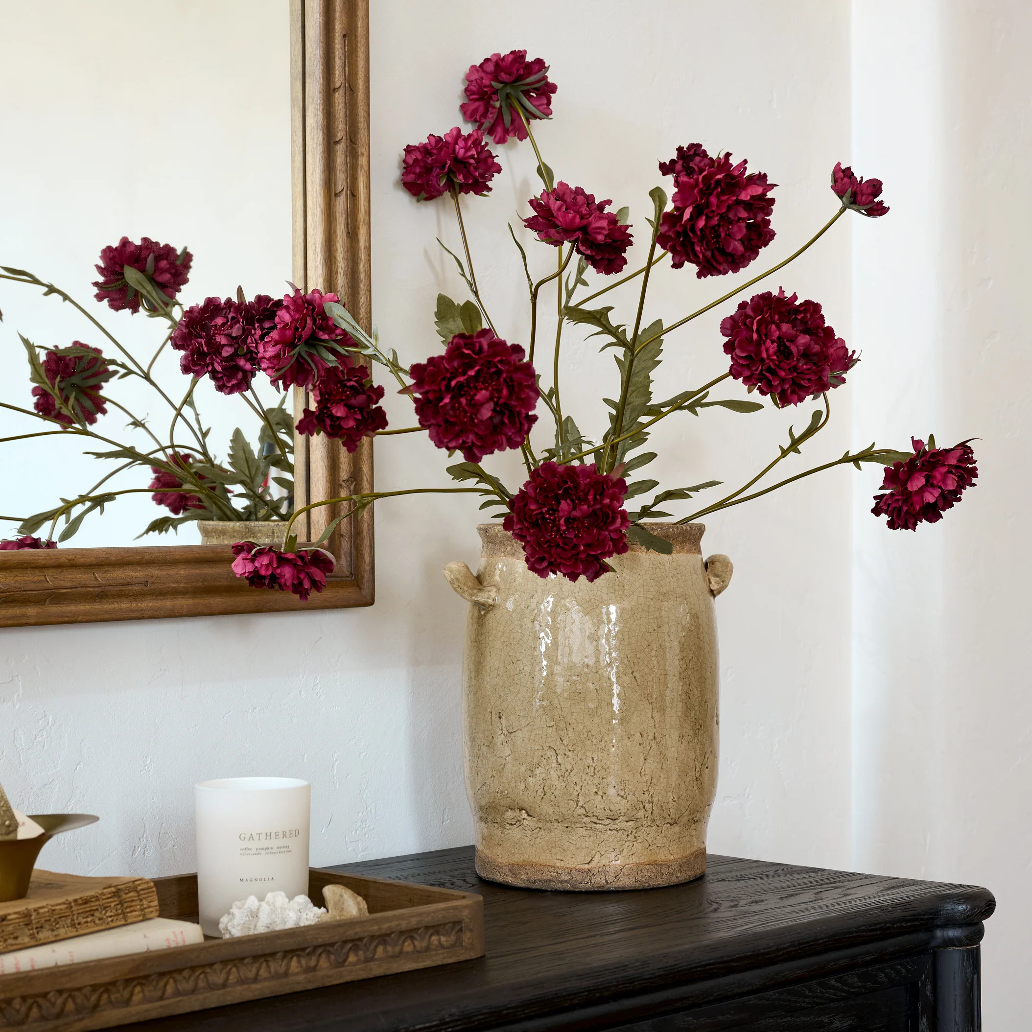 Real Touch Red Velvet Scabiosa Stem | Magnolia